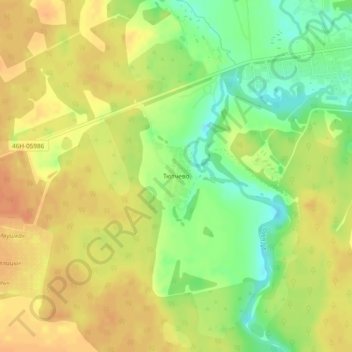 Тютчево topographic map, elevation, terrain