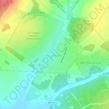 Кожевенное topographic map, elevation, terrain