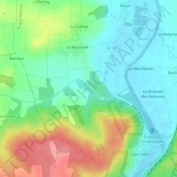 Étang de Baron topographic map, elevation, terrain