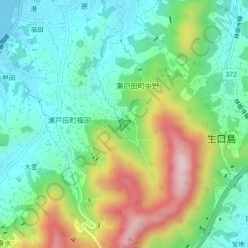 中野ダム topographic map, elevation, terrain