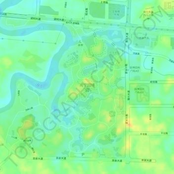 南宁园博园 topographic map, elevation, terrain