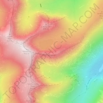 Striding Edge topographic map, elevation, terrain