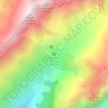 Bergerie d'Asinau topographic map, elevation, terrain