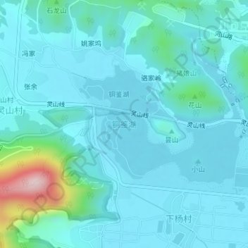 铜鉴湖 topographic map, elevation, terrain