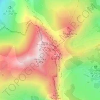 Lac du Montagnon topographic map, elevation, terrain