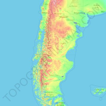 Patagonia Topographic Map Elevation Relief