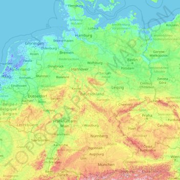 Topographic Map Of Germany