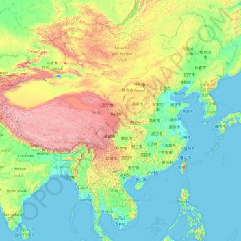 China topographic map, elevation, relief