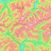 Zillertal Alps topographic map, elevation, relief